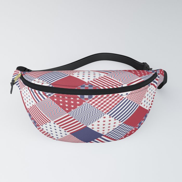 Red White & Blue Patchwork Quilt Fanny Pack