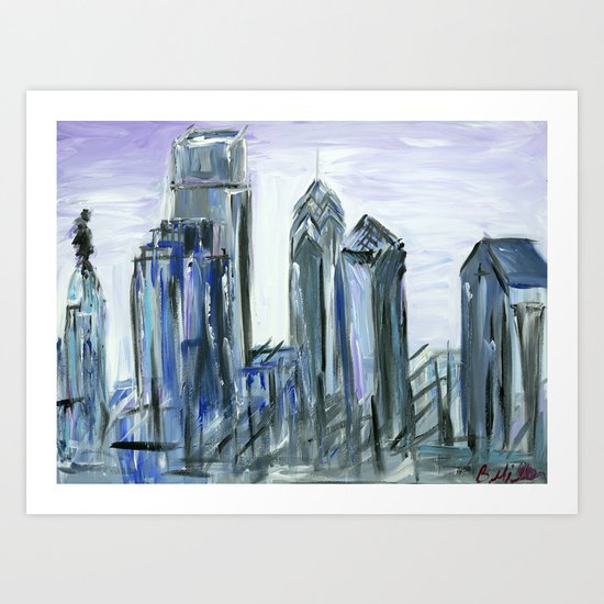 Gray Philadelphia Skyline Art Print