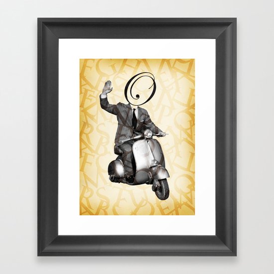 Mr O on his vespa Framed Art Print