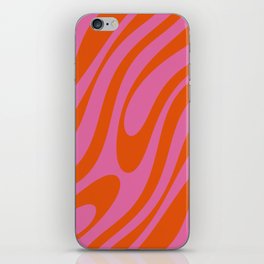 Wavy Loops Colorful Retro Abstract Pattern in Bright Magenta Hot Pink Red iPhone Skin
