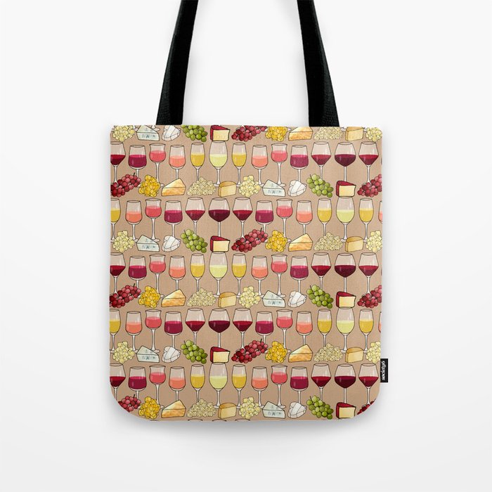 Wine and Cheese (cork brown) Tote Bag