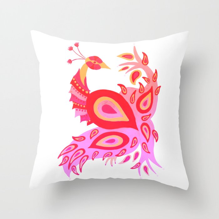 Peacock – Pink & Peach Ombré Palette Throw Pillow