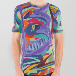 The Purple Kid with his Mother and the Bird Graffiti Art Expressionism All Over Graphic Tee