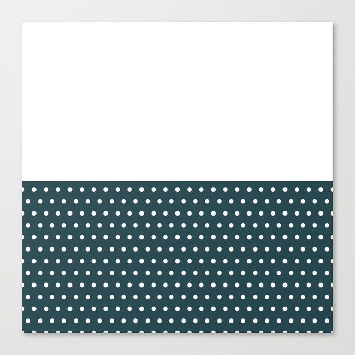 Polka Dots on Dark Green and White Horizontal Split Canvas Print