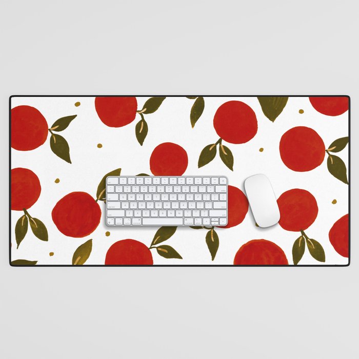 Tangerine pattern - red and olive Desk Mat
