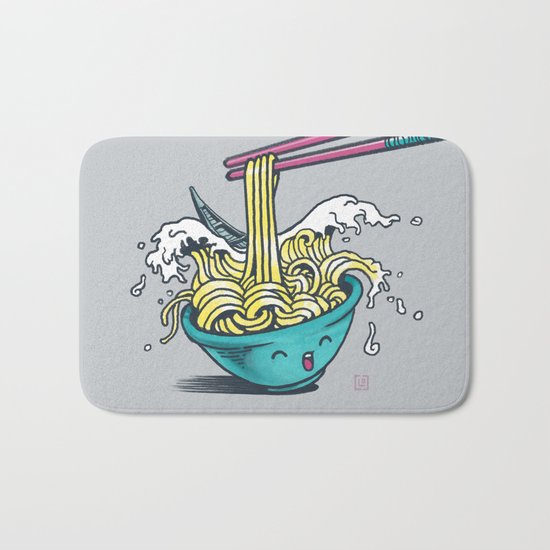 The Great Wave of Noodles with chopstick Bath Mat