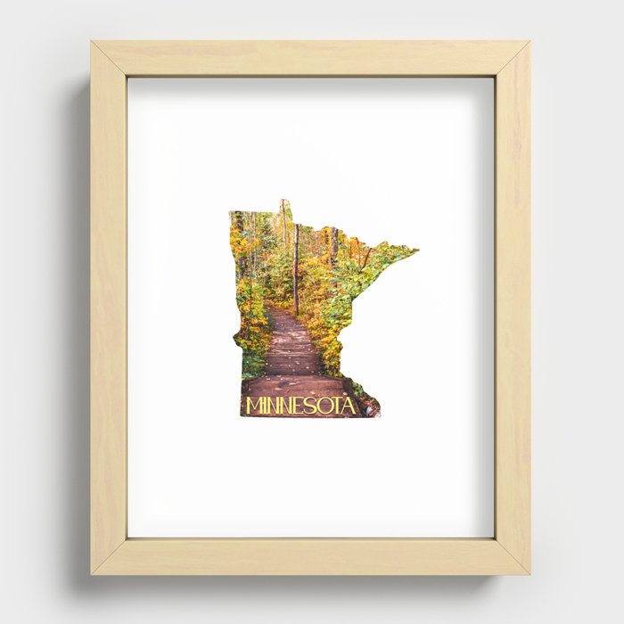 Map of Minnesota | Forest Trail Recessed Framed Print