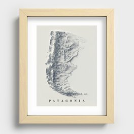 Patagonia, Argentina and Chile, Relief Map 3D digitally-rendered Recessed Framed Print
