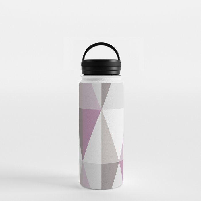 MidCentury Modern Triangles Mauve Water Bottle