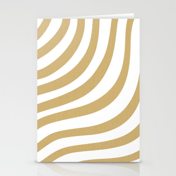 Luxe Gold Wavy Seaside Ocean Resort Modern Contemporary White Metallic Rich Stripes Stationery Cards