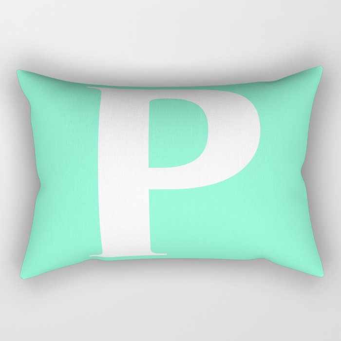 P MONOGRAM (WHITE & AQUAMARINE) Rectangular Pillow