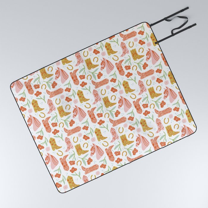 Cowgirl Colorful Pattern Picnic Blanket