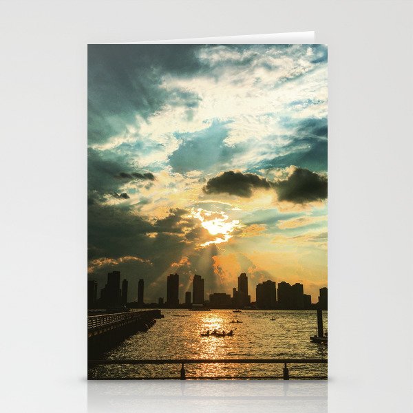 Moody New York Harbor Sunset Stationery Cards