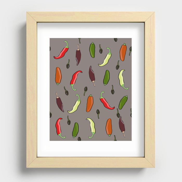 Chilli Peppers Pattern Recessed Framed Print