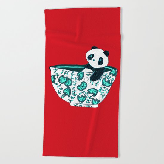 Dinnerware sets - panda in a bowl Beach Towel