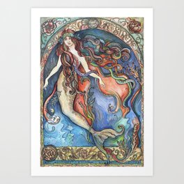 Mermaid - La sirène - mermaid art Art Print