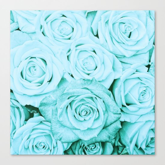 Turquoise roses - flower pattern - Vintage rose on #Society6 Canvas Print