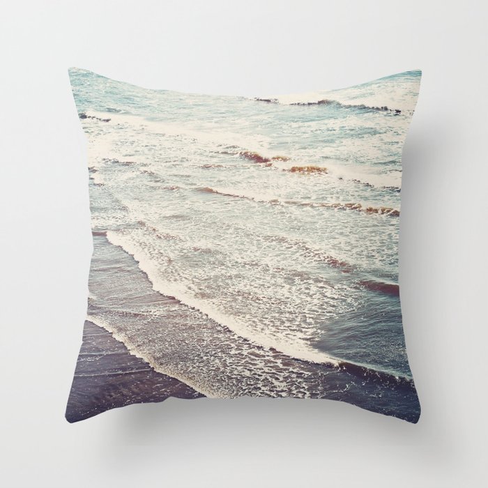 Ocean Waves Retro Throw Pillow
