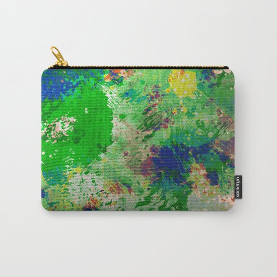 Spring Time Splatter - Abstract blue and green platter painting Carry-All Pouch