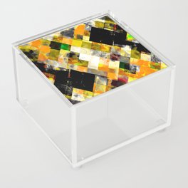 geometric pixel square pattern abstract background in yellow orange Acrylic Box