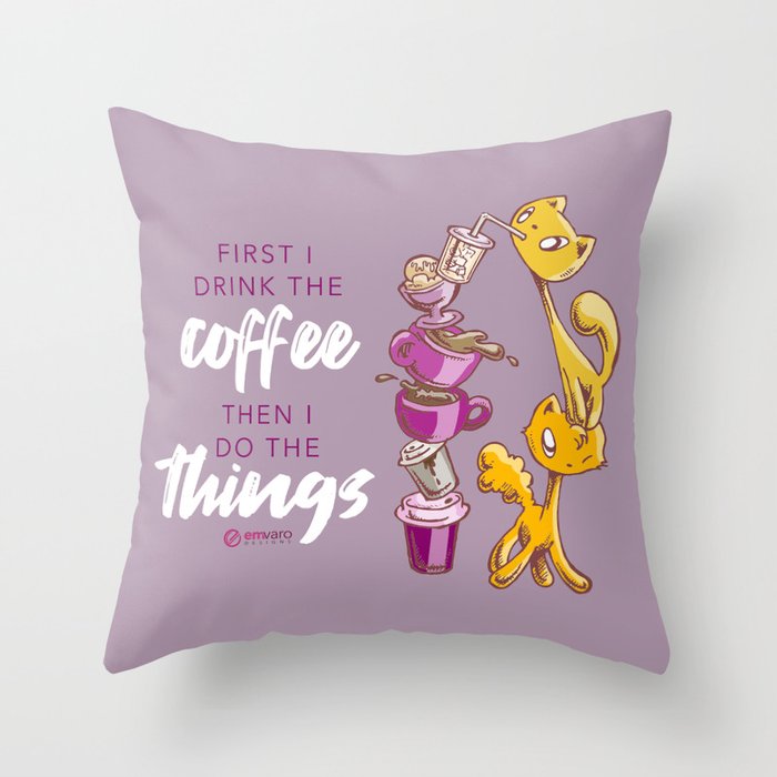 Drink coffee, do things: Skribbles + Dad Throw Pillow