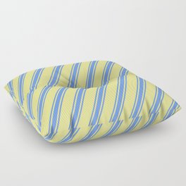 [ Thumbnail: Tan & Cornflower Blue Colored Lines/Stripes Pattern Floor Pillow ]