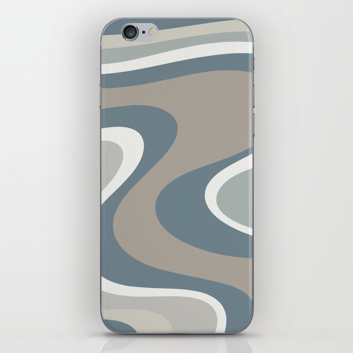 Retro Dream Abstract Swirl Pattern in Neutral Blue Grey and Taupe iPhone Skin