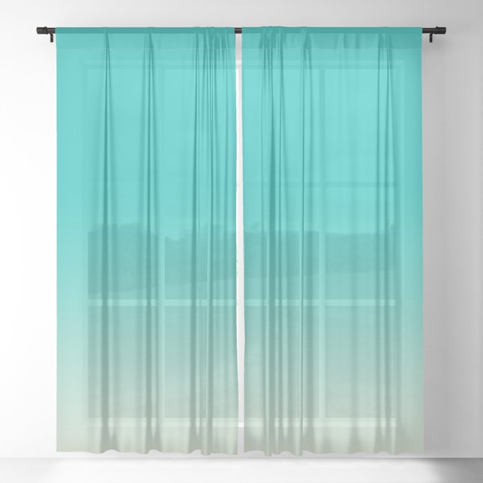 Dark Dip Dyed Turquoise Sheer Curtain, Light Turquoise Curtains