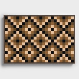 Brown square tile mosaic pattern ethnic design Framed Canvas