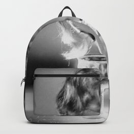 Jazz Age Blond Sipping Champagne black and white photograph / photography Backpack | Woman, Blond, Blonde, Cocktails, Alcoholic, Gildedage, Female, Photographs, Roaringtwenties, Beverages 