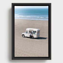 Ice Cream Truck at the Beach Framed Canvas