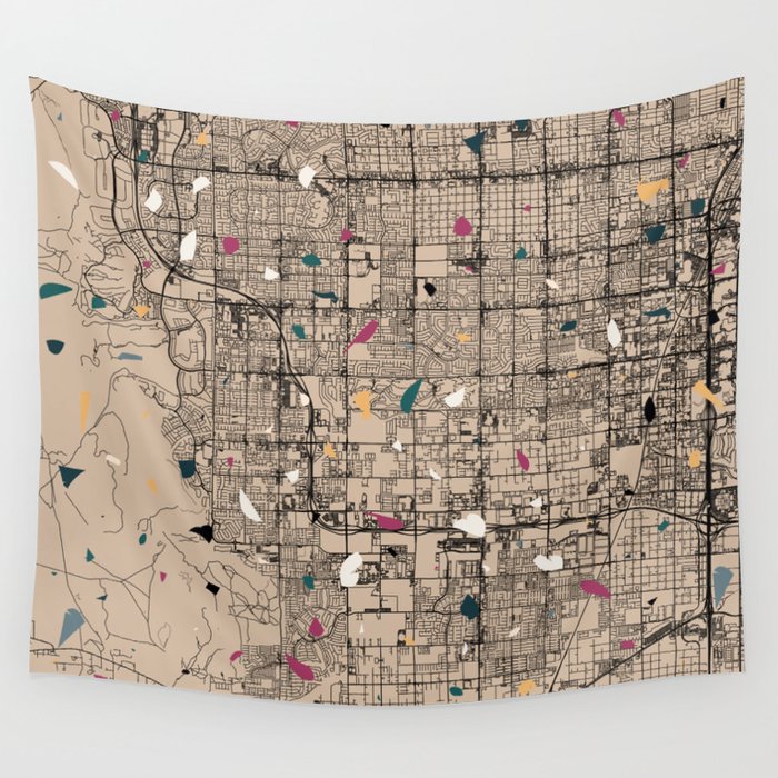 Spring Valley - Terrazo Map Design - USA City Wall Tapestry