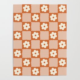 Flower Checker in Burnt Orange  Poster