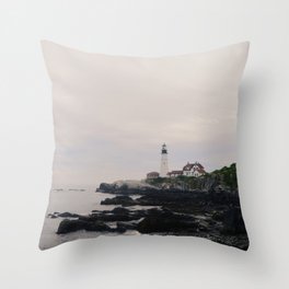 Lighthouse on the coast Throw Pillow