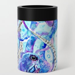 Octopus, Turquoise Blue aquatic Beach design Can Cooler