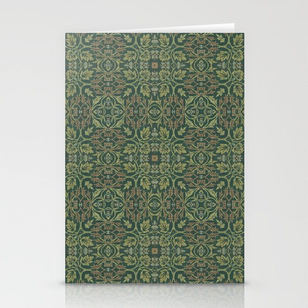 William Morris Tribute Green Woven Textile Design Stationery Cards