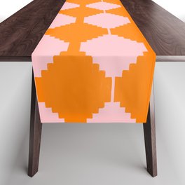 Cheerful Retro Orange + Pink Kilim Pattern Table Runner