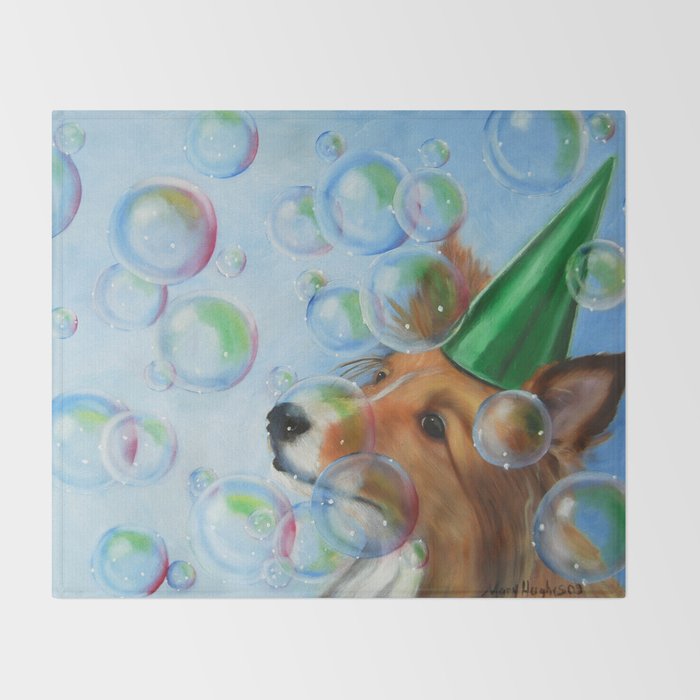 Party Girl Sheltie Dog Painting Throw Blanket By Mhughes Society6