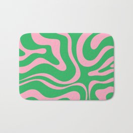 Pink and Spring Green Modern Liquid Swirl Abstract Pattern Bath Mat