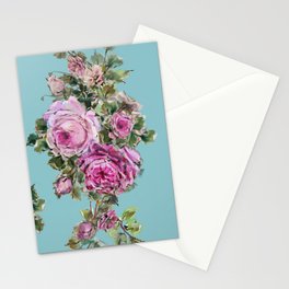Amazing Grace Shabby Chic Rose Bouquet- Robin's Egg blue  Stationery Cards