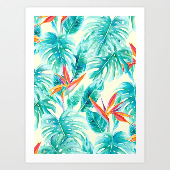 Tropical Paradise Pale Yellow Art Print