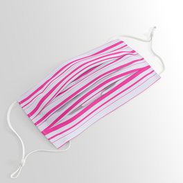 [ Thumbnail: Lavender and Deep Pink Colored Lined Pattern Face Mask ]