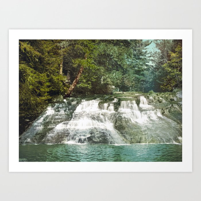 Paradise Falls - Pocono Mountains Pennsylvania - Circa 1900 Photochrom Art Print