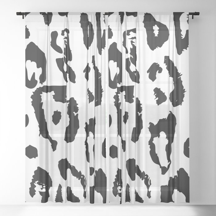 Black and White Jaguar Skin Pattern Sheer Curtain