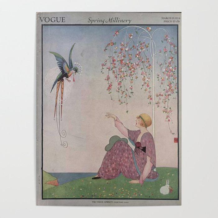 Vintage Magazine Cover - spring cherry blossom Poster