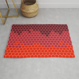 Honeycomb Red Ruby Crimson Scarlet Hive Area & Throw Rug