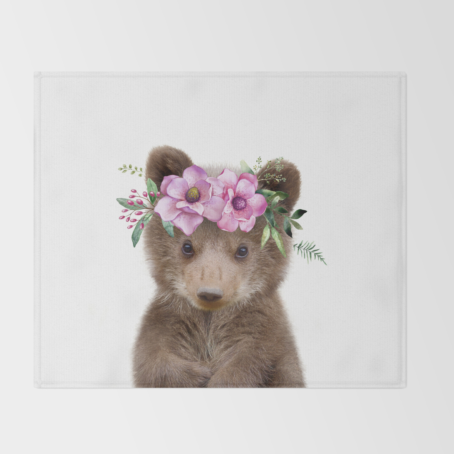 Baby Bear Cub With Flower Crown Throw Blanket By Amypetersonartstudio Society6
