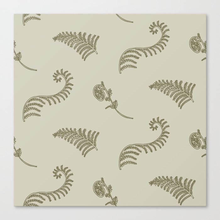 Retro botanical fern frond pattern. Canvas Print