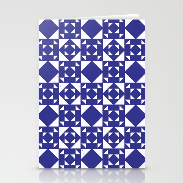 Navy Blue Retro Pattern Tiles Moroccan Art Stationery Cards