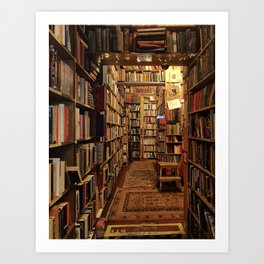 Warm & cozy bookshop in Scotland Art Print